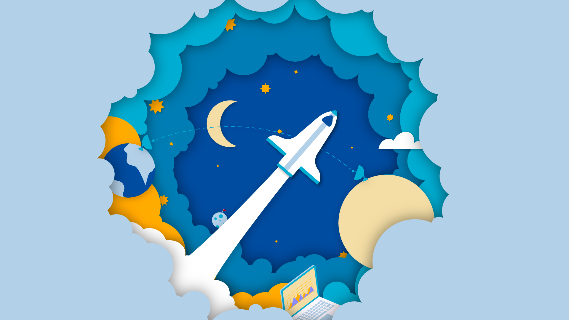 a rocket taking off into space